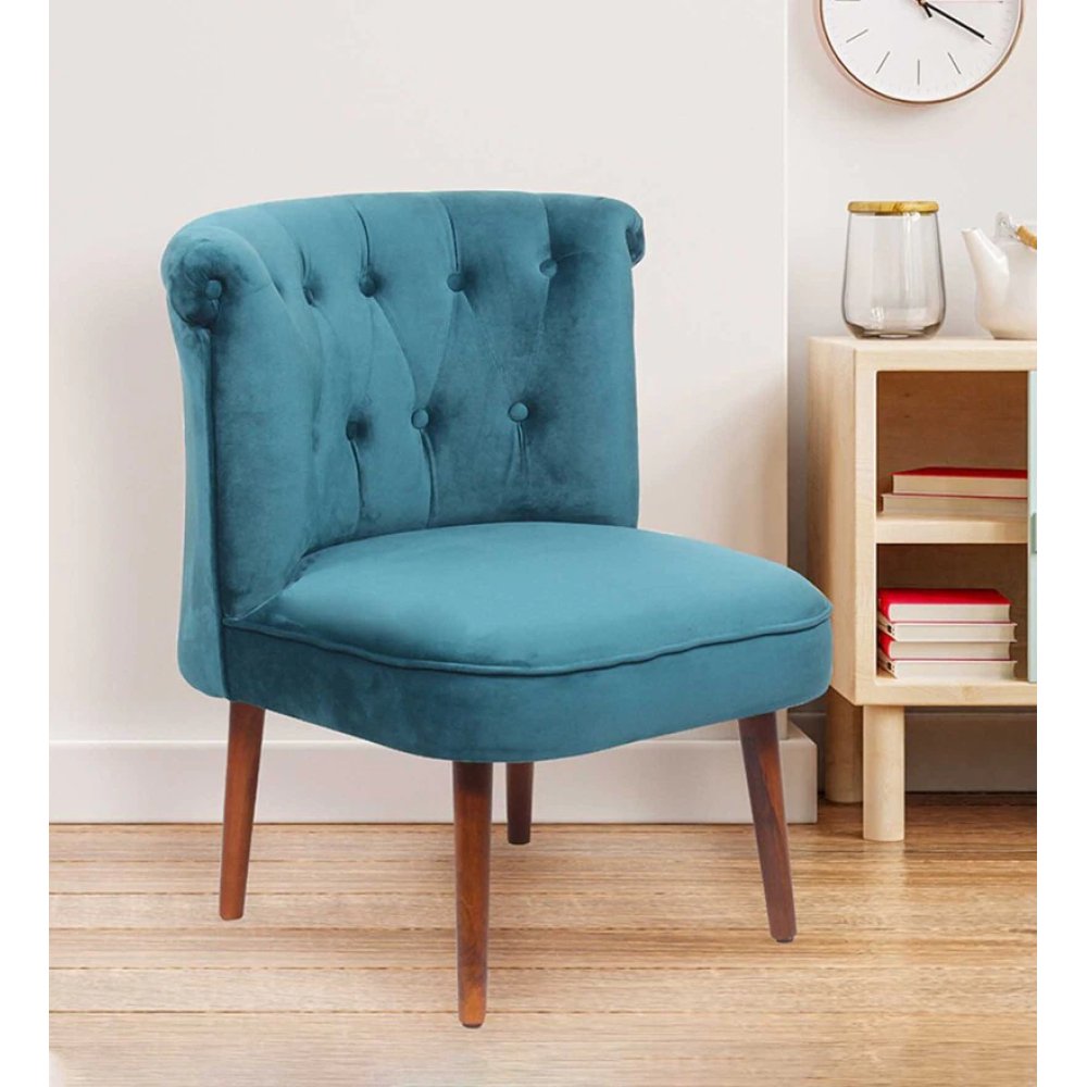 Buy Milano Fabric Slipper Chair in Sea Blue Color